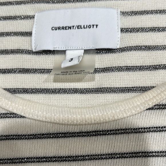 Current Elliott The Quince Dress Metallic Stripe Midi T Shirt Dress SZ L 3 - Picture 6 of 8